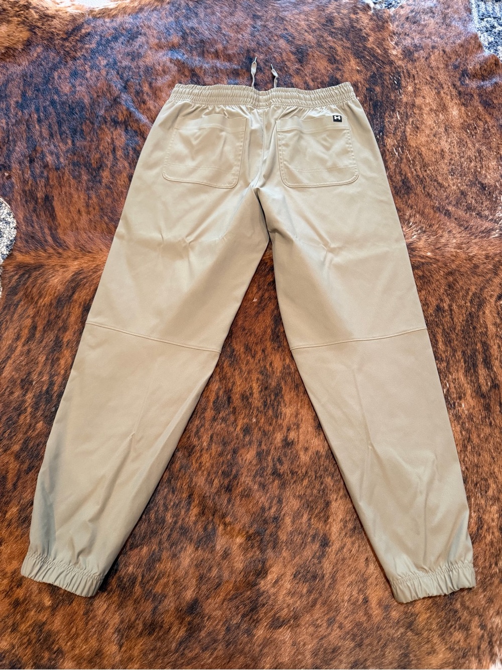 Under Armour UA Icon Woven Jogger Pants Khaki Loose Mens Large Baggy tapper